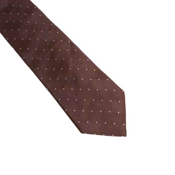 Nautica Brown Dotted Preppy Silk New Standard Width Tie - Picture 1 of 5